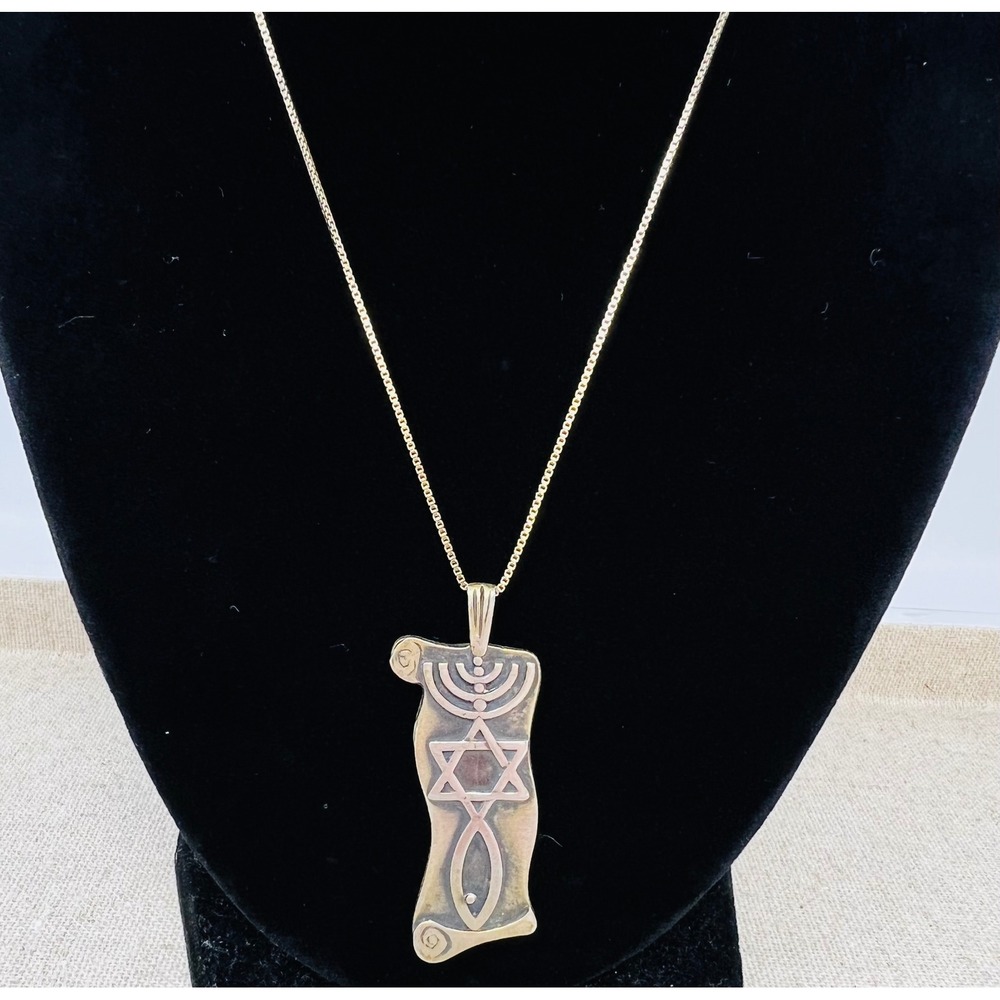Vintage Sterling Silver Messianic Grafted In Scroll Pendant Necklace